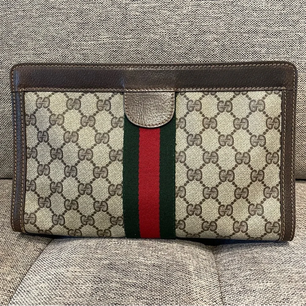 ♦️SOLD♦️GUCCI Ophidia Sherry Web GG monogram supreme Clutch - Picture 12 of 15